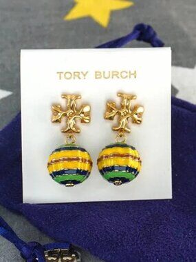 Tory Burch Roxanne Small Drop Earrings in Yellow Multi (Brand New with Dust Bag)